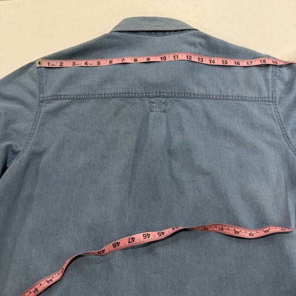 Vintage Passion Denim Shirt Barnyard Embroidery Short Sleeves Women’s Size Large - Picture 6 of 10